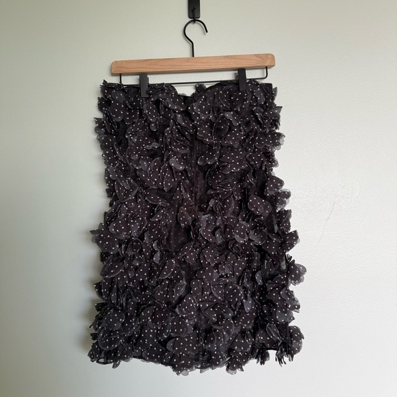 Anthropologie Maeve 3D Floral Black & White Polka Dot Mini Dress - Picture 8 of 10